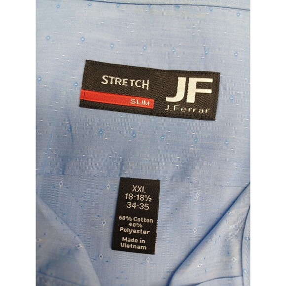 JF J. Ferrar SLIM FIT Blue Dress Shirt Men XXL 18-18 1/2  34/35 - Picture 7 of 8